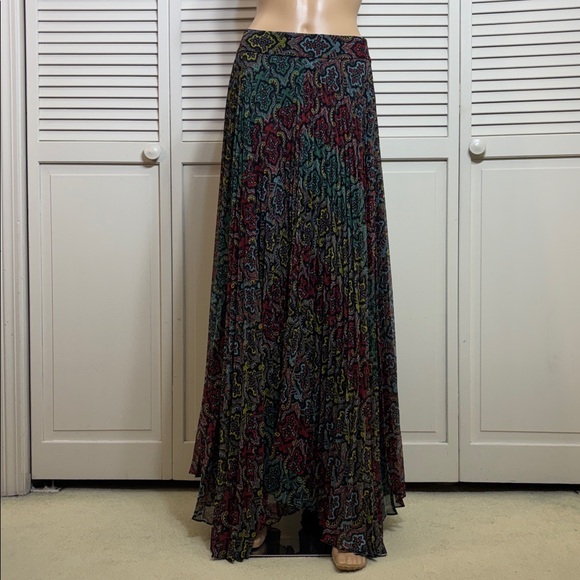 Alice + Olivia Multicolor Paisley Multicolor Maxi Skirt Size 8 - Picture 1 of 12